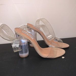 Clear and tan Steve Madden heals